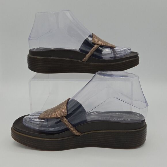 Donald Pliner Fifi Slide Platform Thong Sandal Brown with Bronze Size 6M EUC - Picture 2 of 9